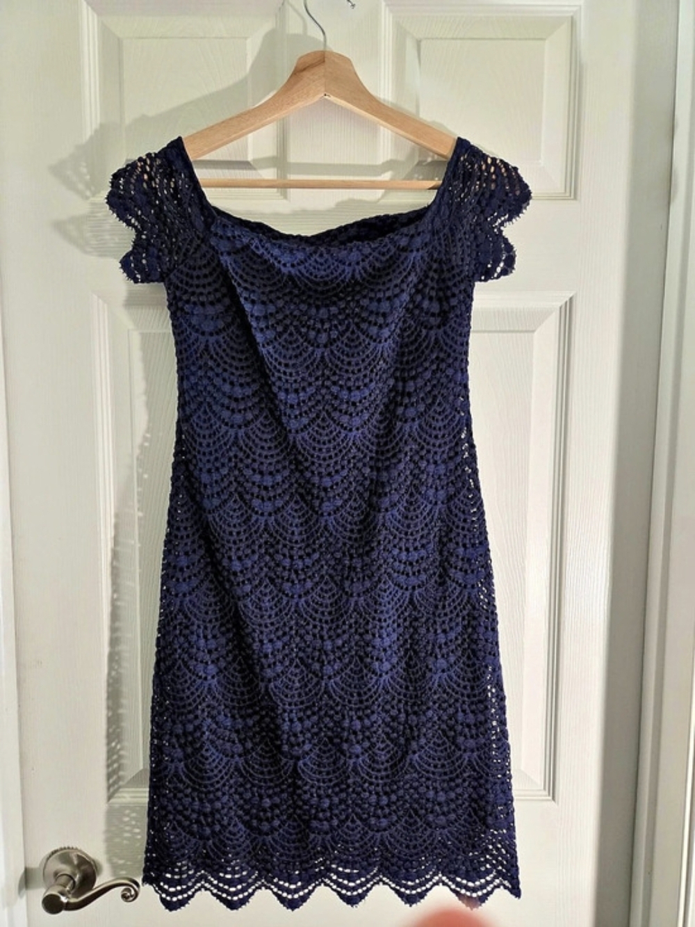 Lilly Pulitzer Jade Dress in True Navy Scalloped Shell Lace XXS